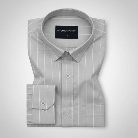 Cloud Grey Pinstripe Oxford Shirt For Men