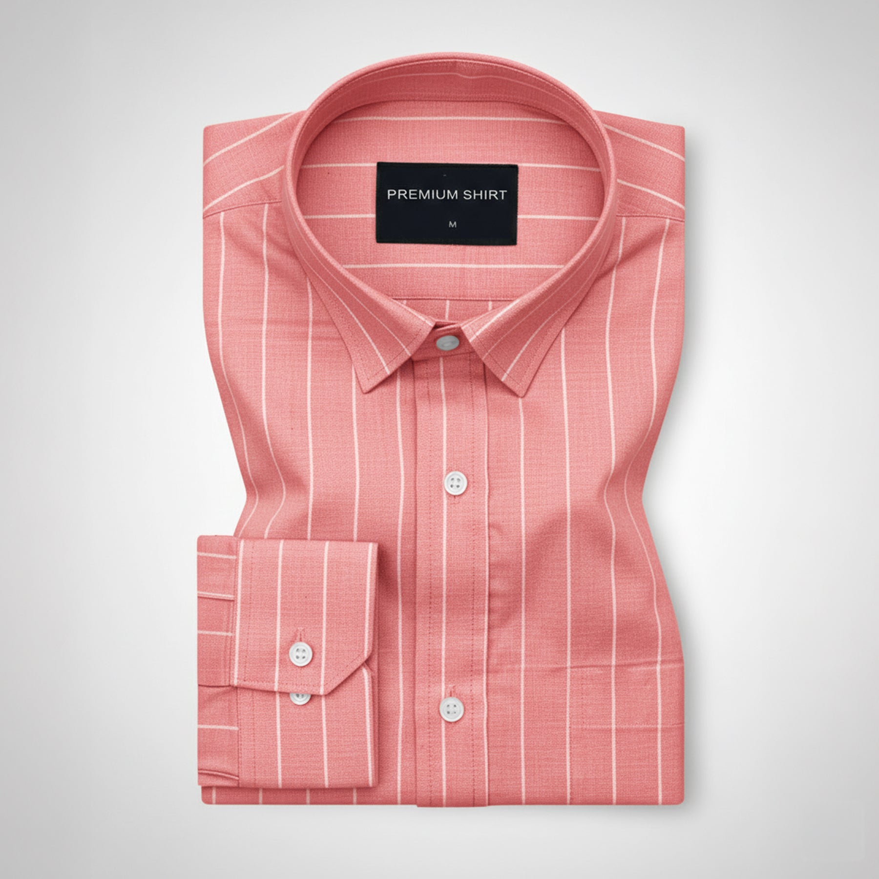 Coral Red Pinstripe Oxford Shirt
