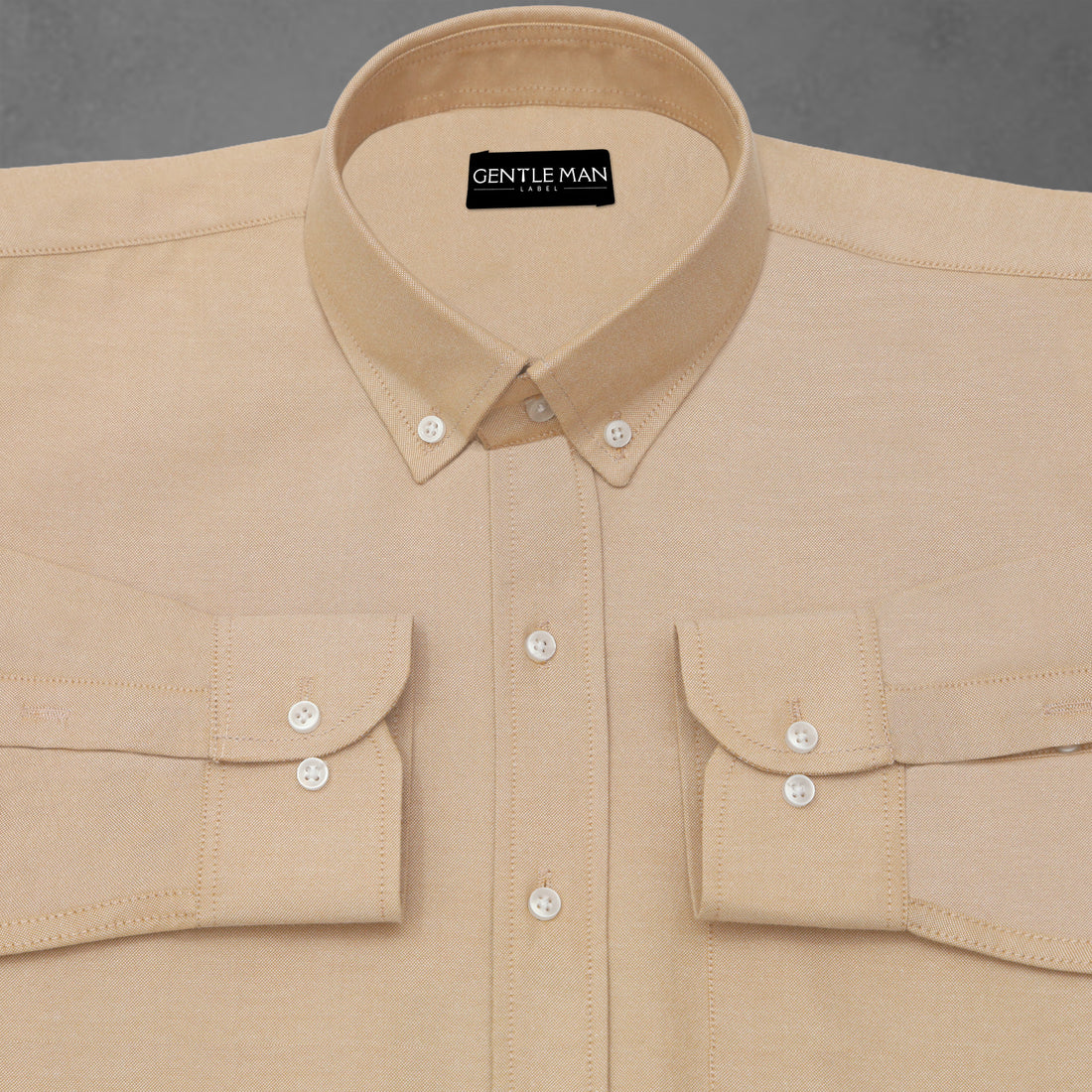 Cream Oxford Cotton Shirt For Men