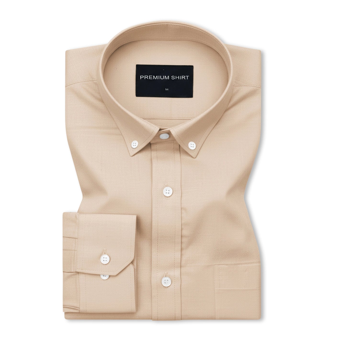 Cream Oxford Cotton Shirt For Men