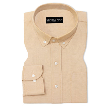 Cream Oxford Cotton Shirt For Men
