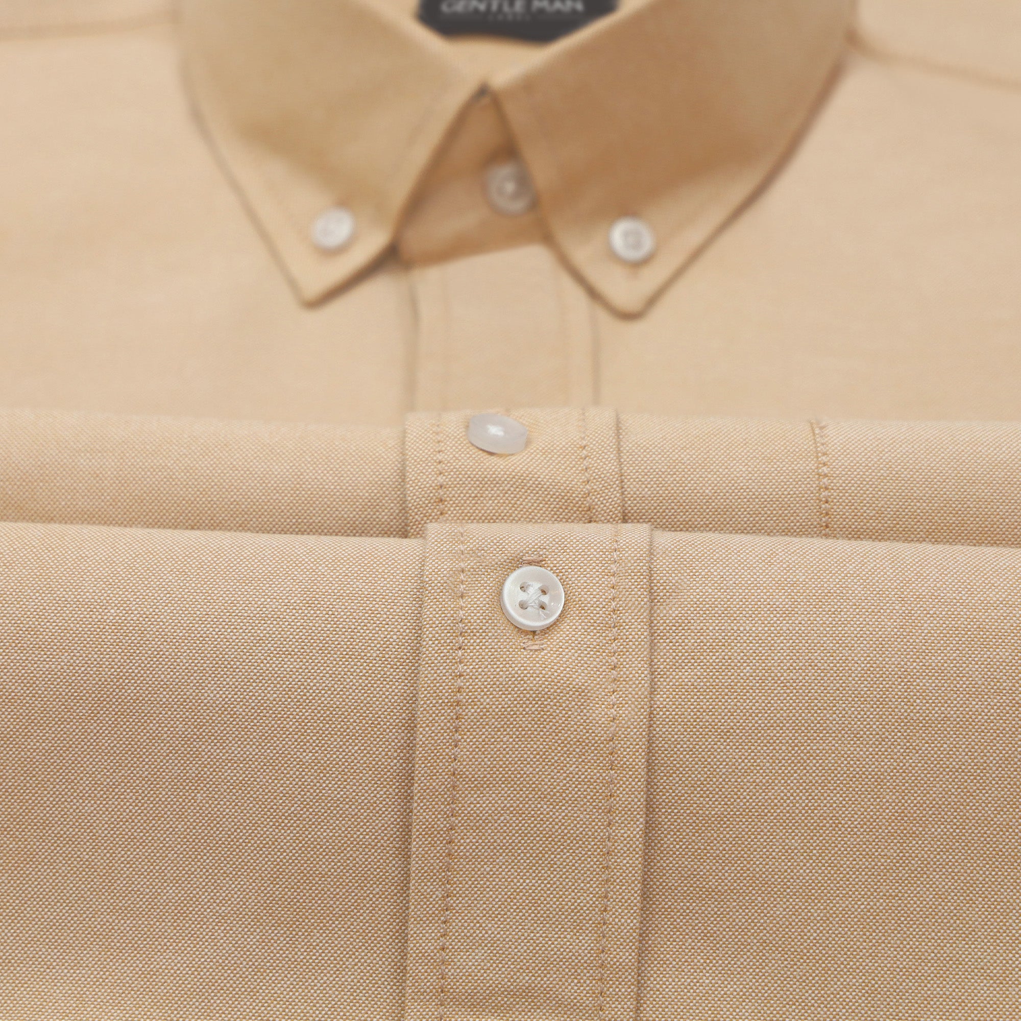 Cream Oxford Cotton Shirt For Men