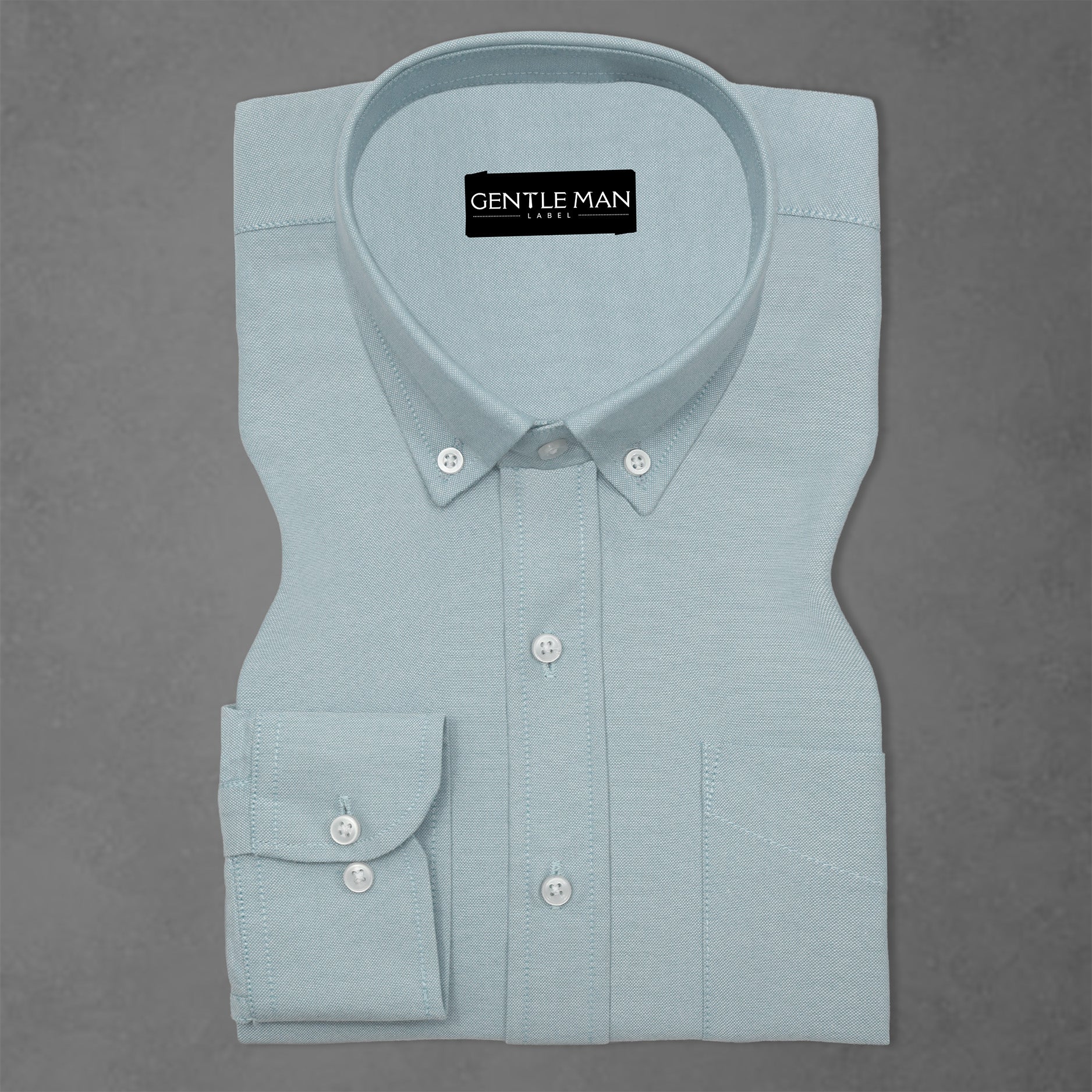 Cyan Blue Oxford Cotton Shirt For Man