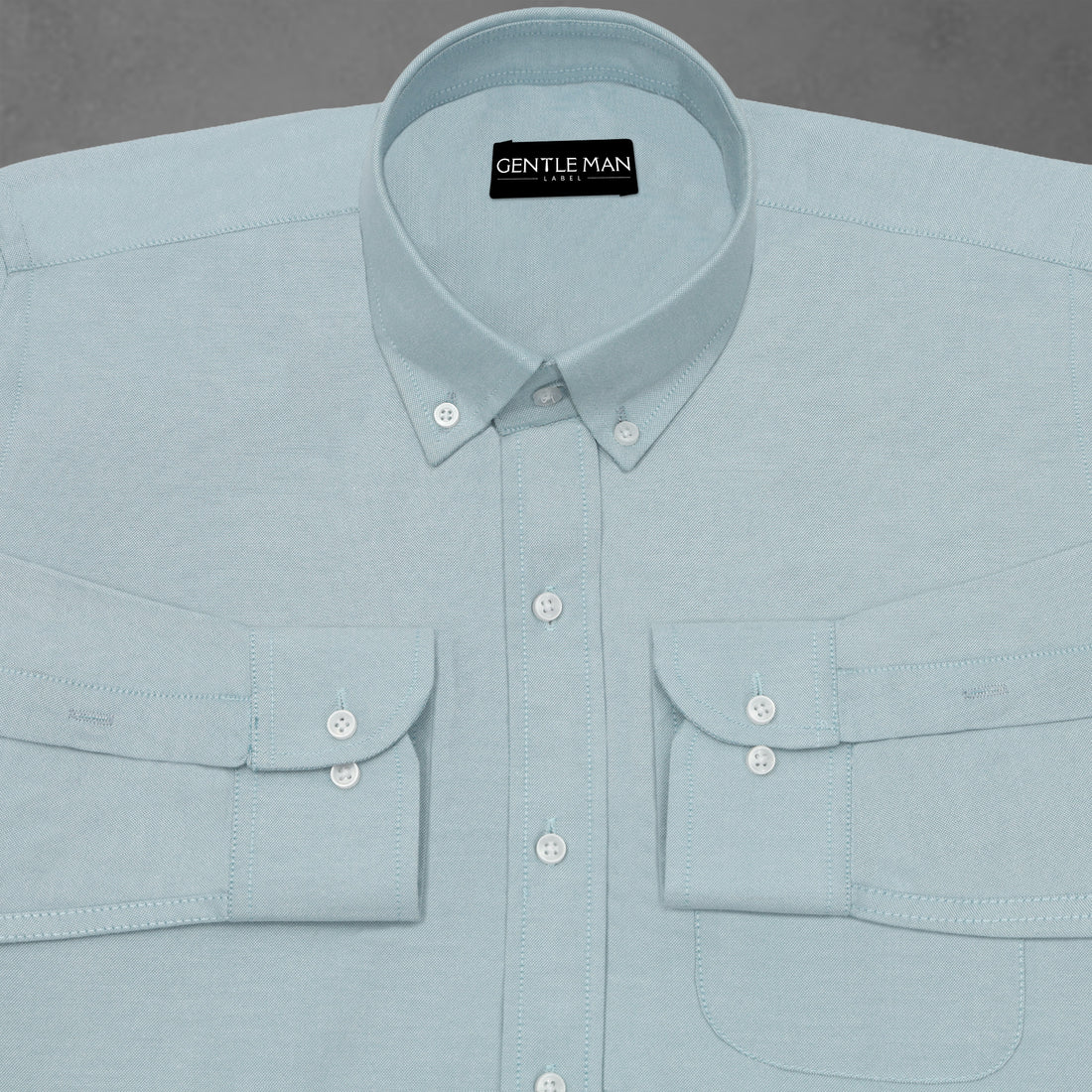 Cyan Blue Oxford Cotton Shirt For Man