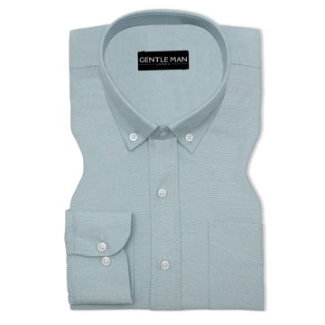 Cyan Blue Oxford Cotton Shirt For Man