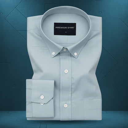 New Cyan Blue Oxford Cotton Shirt For Men