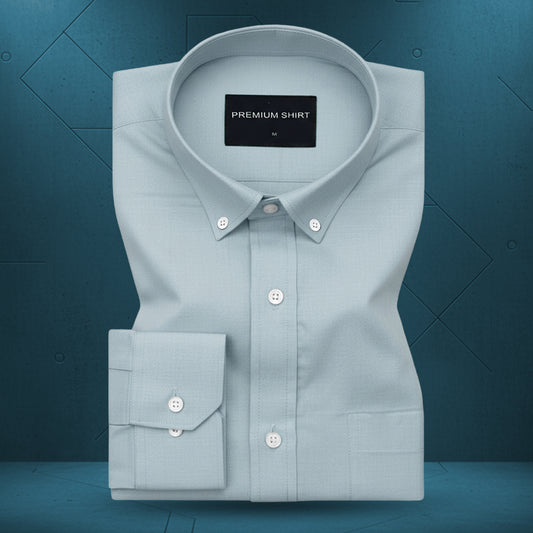 New Cyan Blue Oxford Cotton Shirt For Men