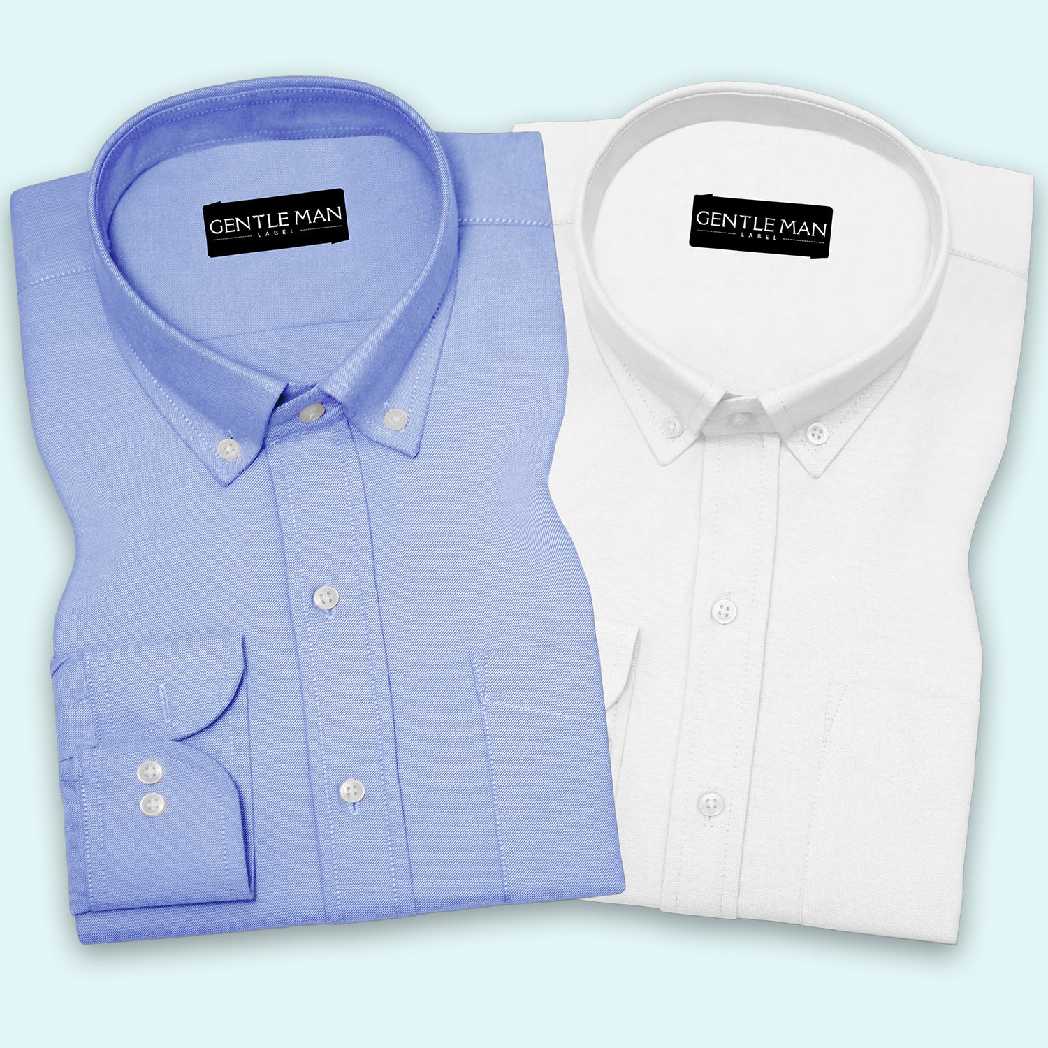 Denim Blue & White Oxford Cotton Shirts Bundle For Men