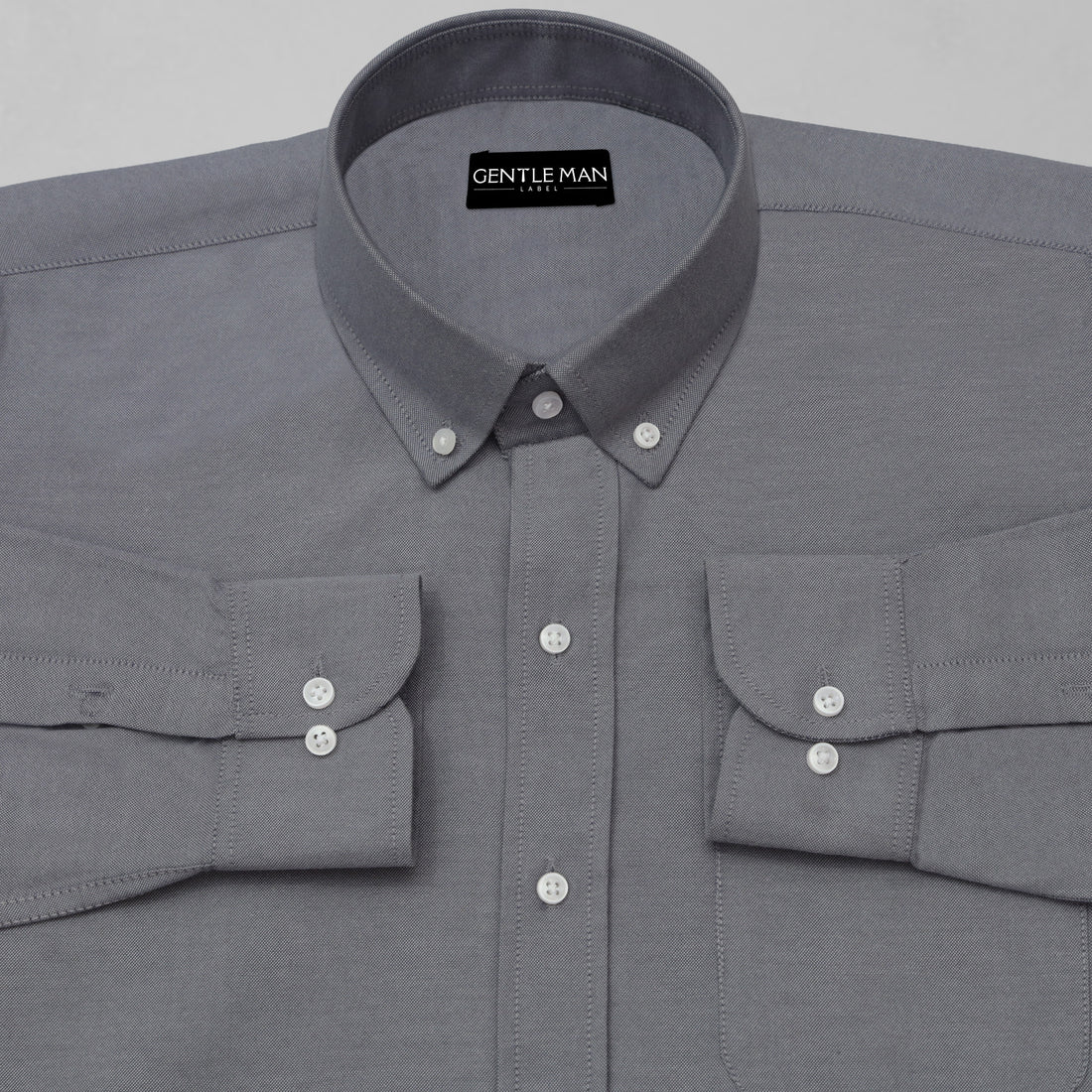 Dark Grey Oxford Cotton Shirt For Men