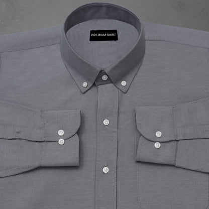 New Dark Grey Oxford Cotton Shirt For Men