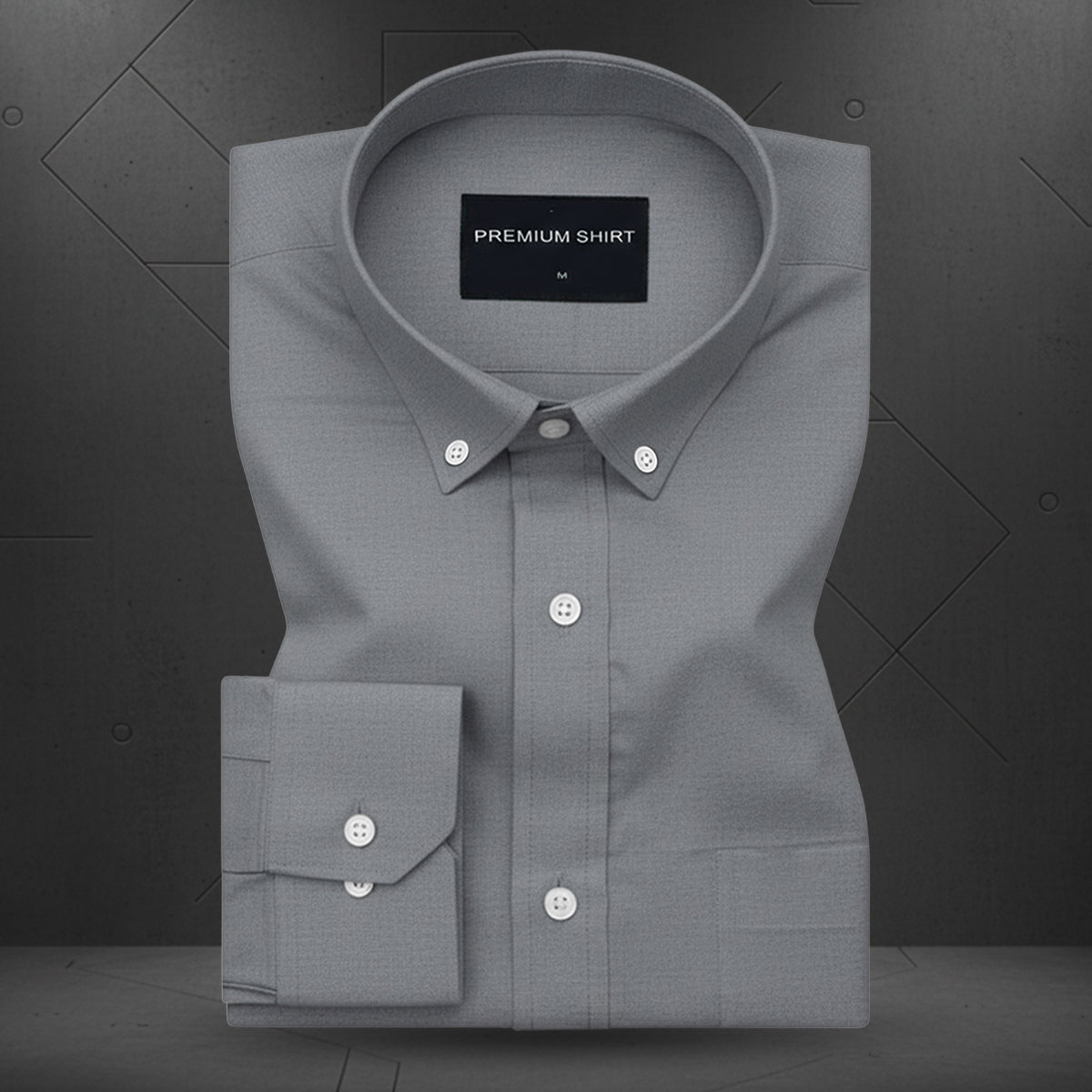 New Dark Grey Oxford Cotton Shirt For Men
