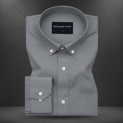 New Dark Grey Oxford Cotton Shirt For Men