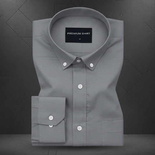 New Dark Grey Oxford Cotton Shirt For Men