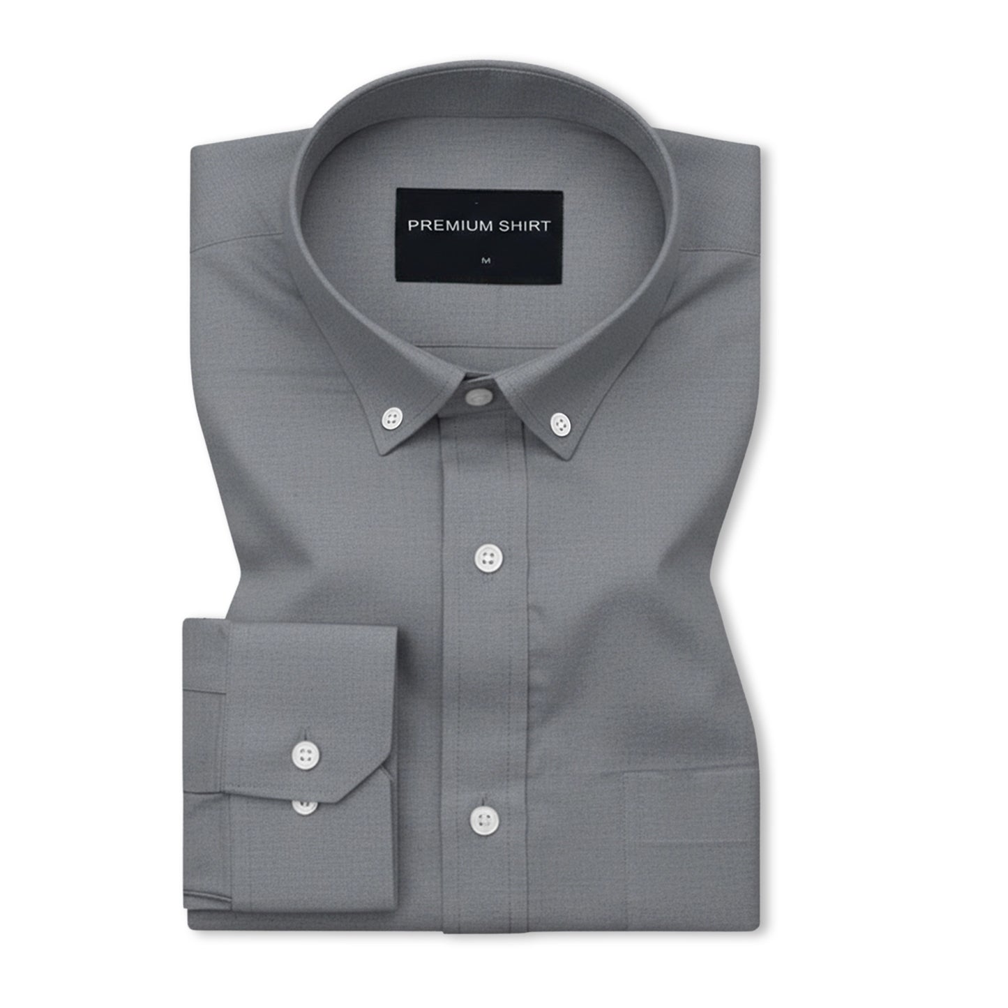 Dark Grey Oxford Cotton Shirt For Men
