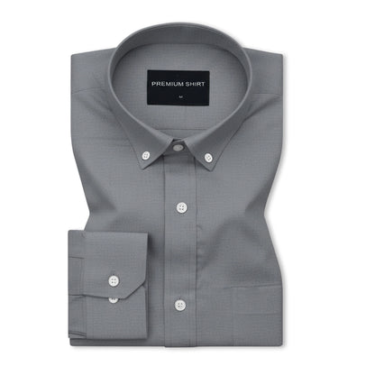 Dark Grey Oxford Cotton Shirt For Men