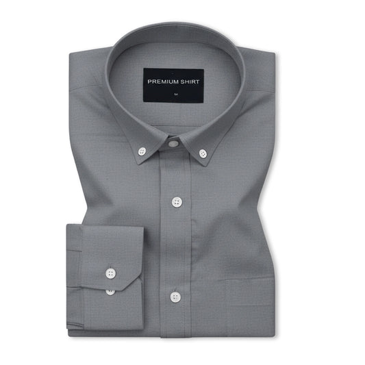 Dark Grey Oxford Cotton Shirt For Men