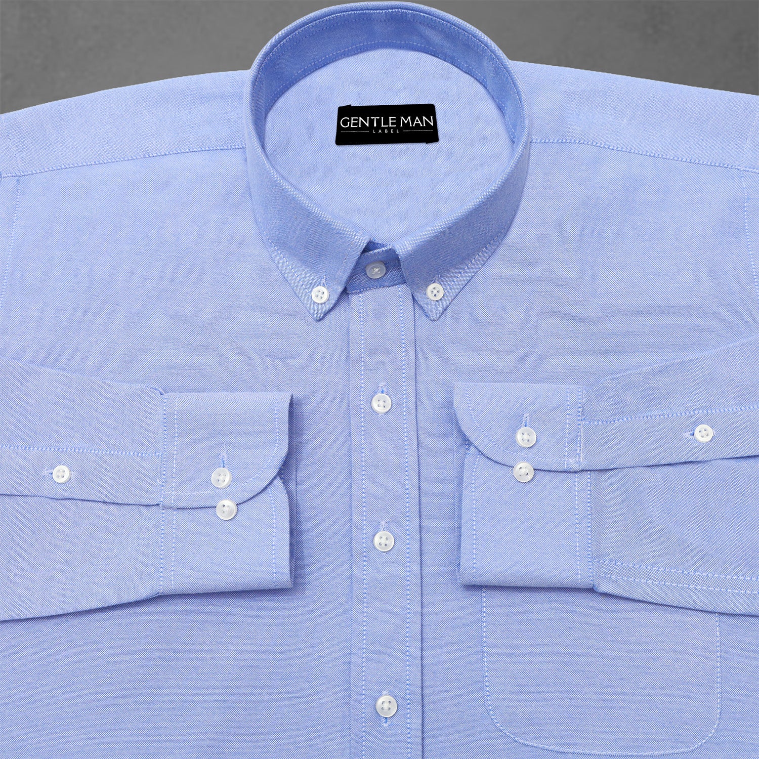 Denim Blue Oxford Cotton Shirt For Men