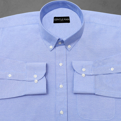New Denim Blue Oxford Cotton Shirt For Men