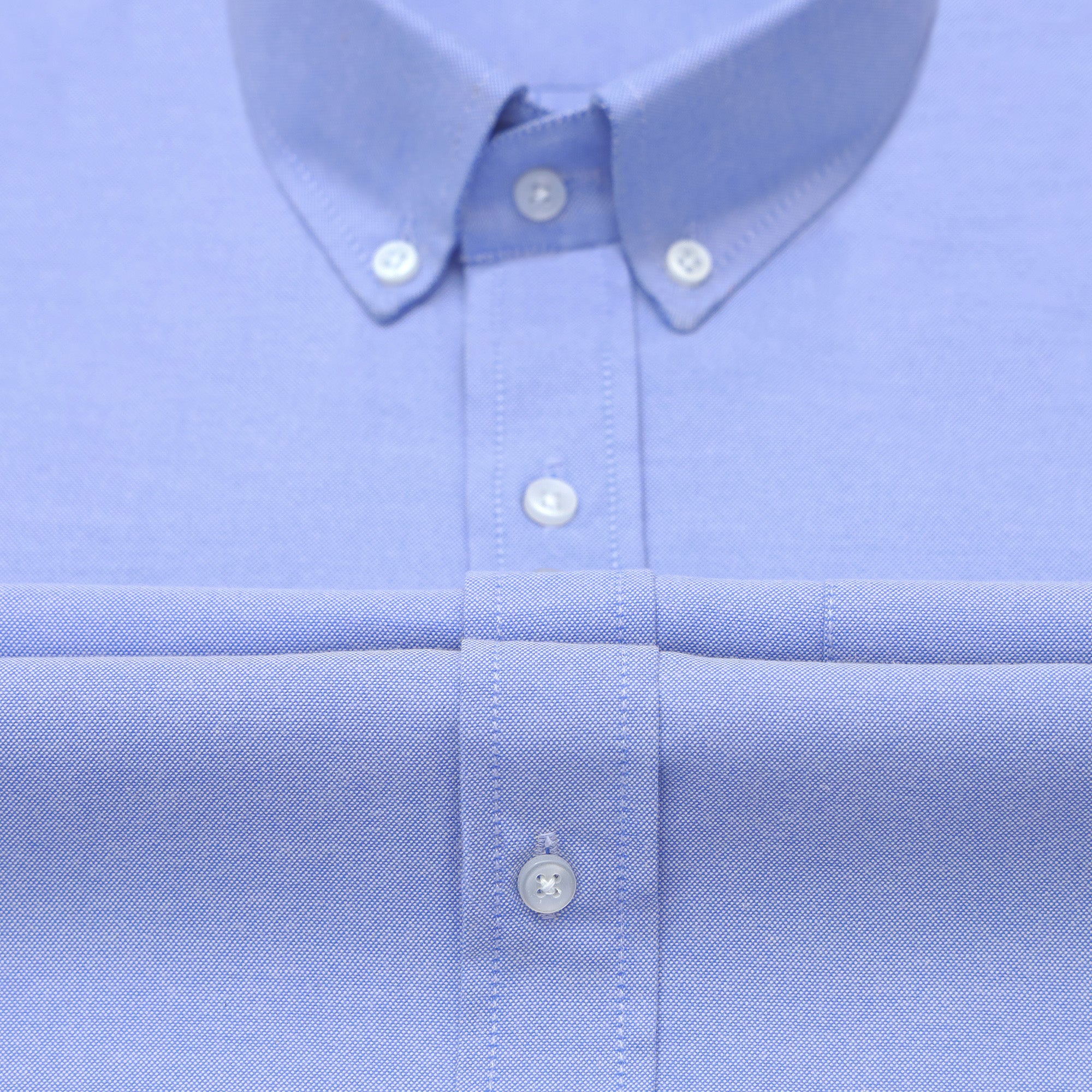 Denim Blue Oxford Cotton Shirt For Men