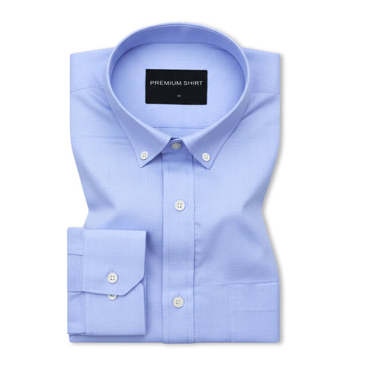 Denim Blue Oxford Cotton Shirt For Men