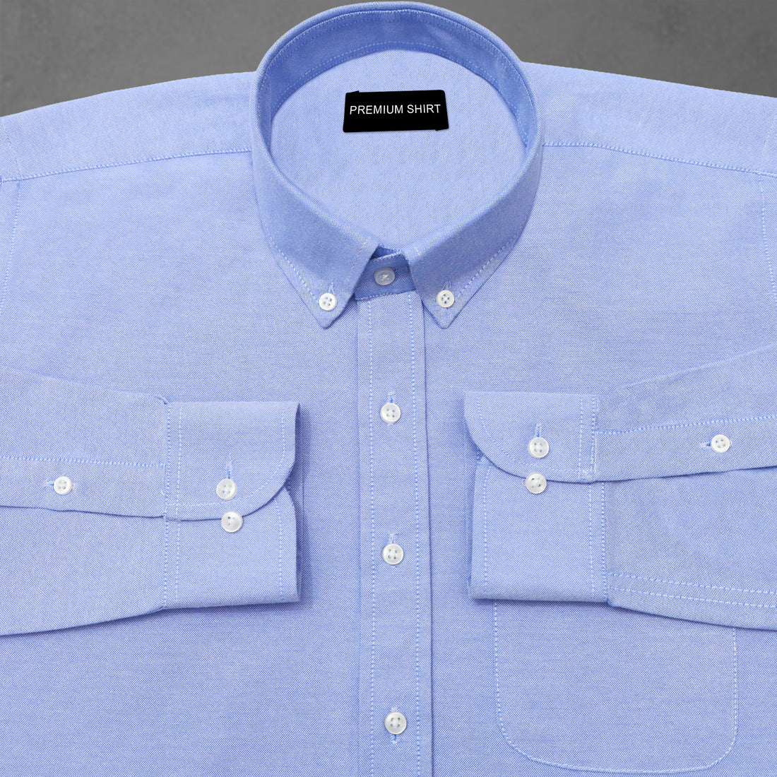 Denim Blue Oxford Cotton Shirt For Men