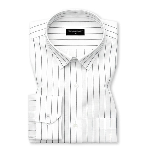 Fine Black Pinstripe Linen Shirt For Men