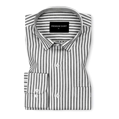 Black Prism Pinstripe Linen Shirt For Men