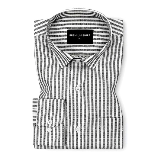 Black Prism Pinstripe Linen Shirt For Men