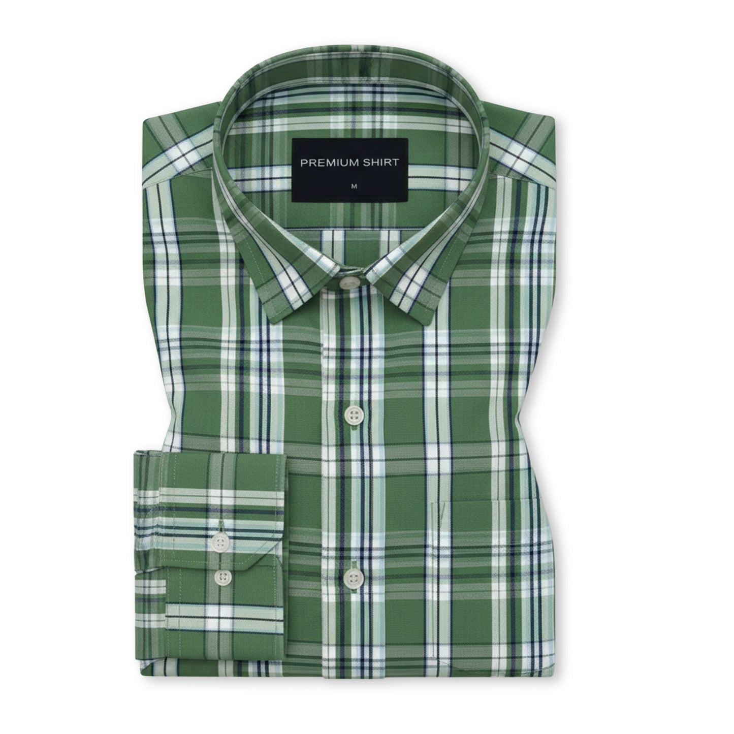 Highland Green Classic Check Paper Cotton Shirt For Men