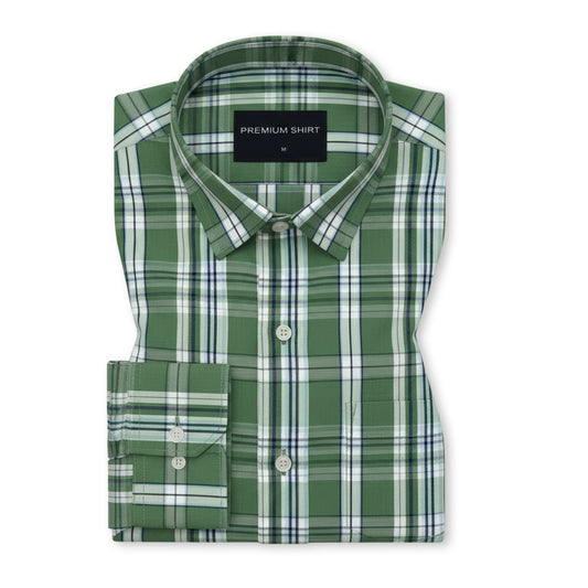 Highland Green Classic Check Paper Cotton Shirt For Men