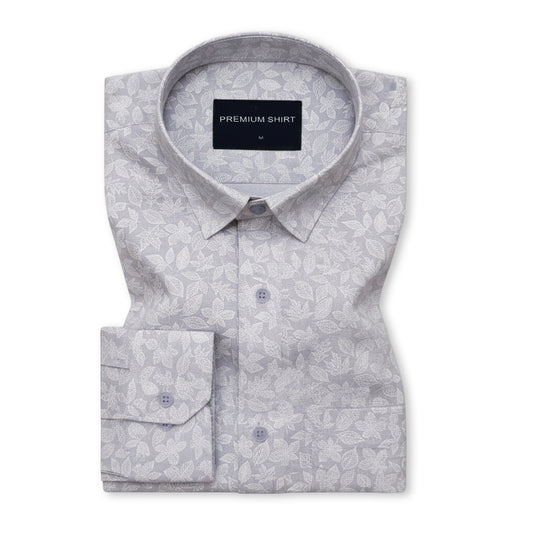 Frosted Lavender Abstract Linen Shirt For Men