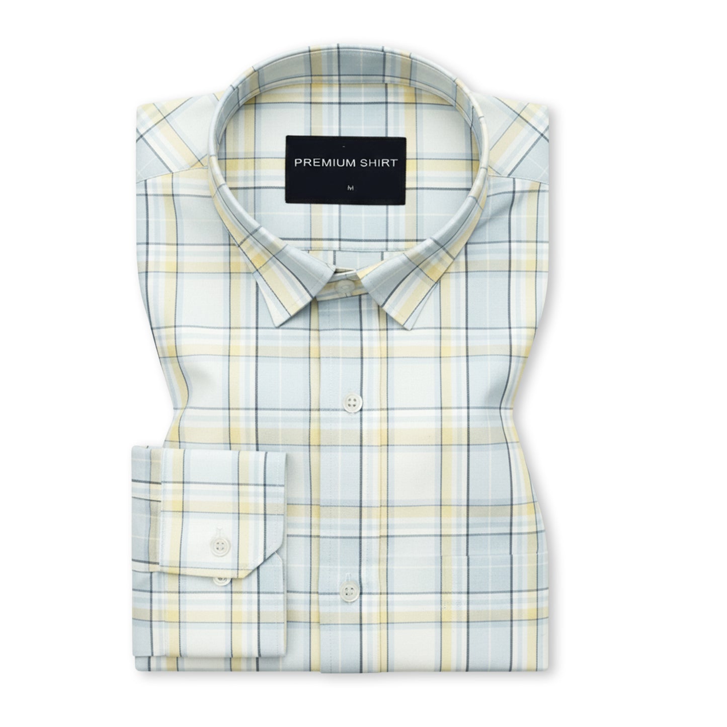 Lemon Frost Classic Check Paper Cotton Shirt For Men