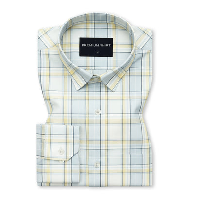 Lemon Frost Classic Check Paper Cotton Shirt For Men
