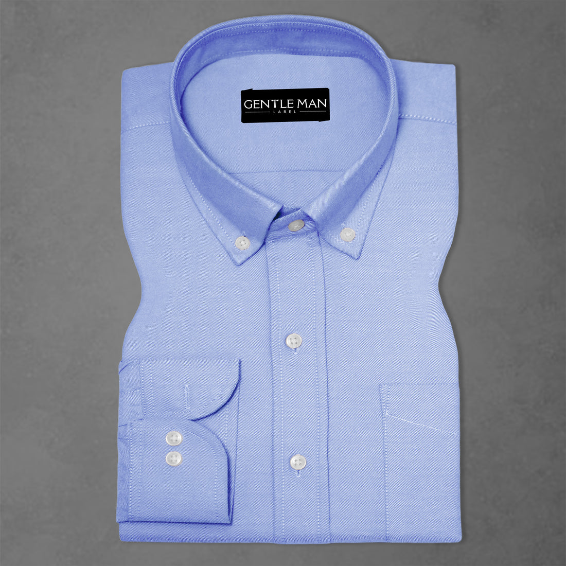 Denim Blue Oxford Cotton Shirt For Men