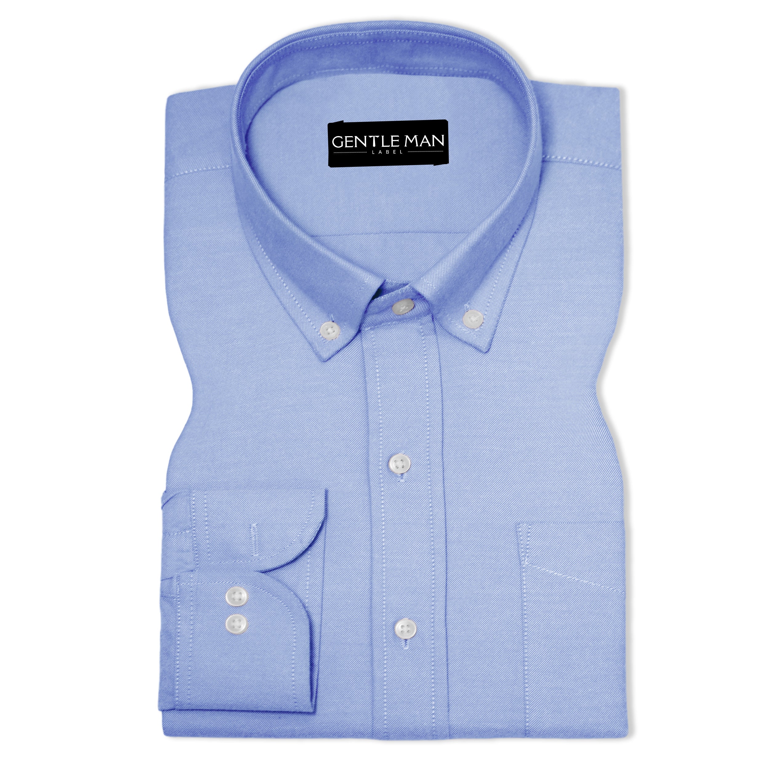 Denim Blue Oxford Cotton Shirt For Men