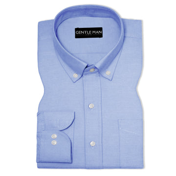 Denim Blue Oxford Cotton Shirt For Men