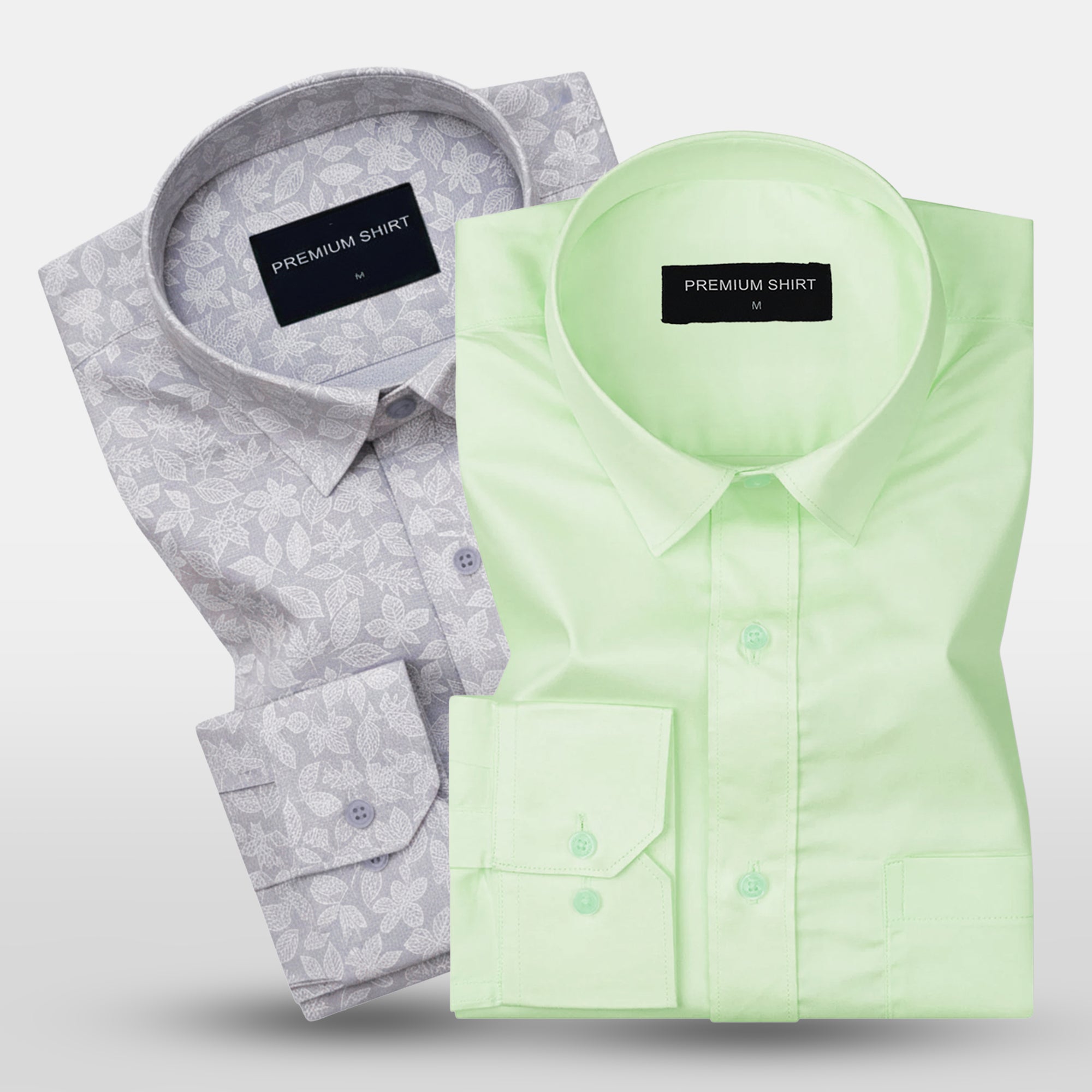 Mint Green Cotton & Frosted Lavender Linen Shirts Bundle for Men