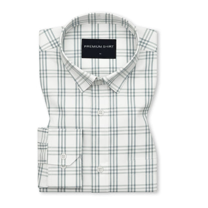Mist Blue Classic Check Paper Cotton Shirt For Men