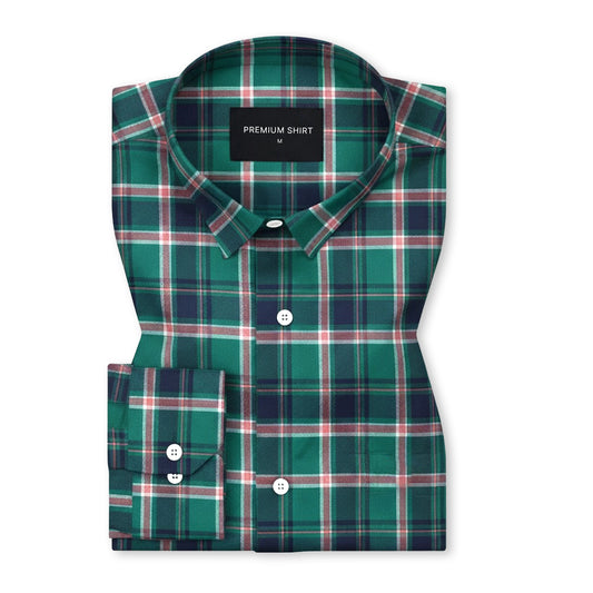 Moss Green Classic Check Cotton Shirt for Men