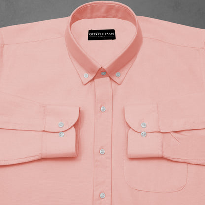 New Peach Oxford Cotton Shirt For Men