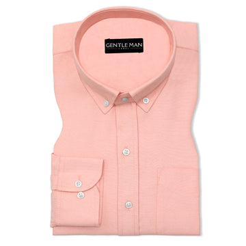 Peach Oxford Cotton Shirt For Men