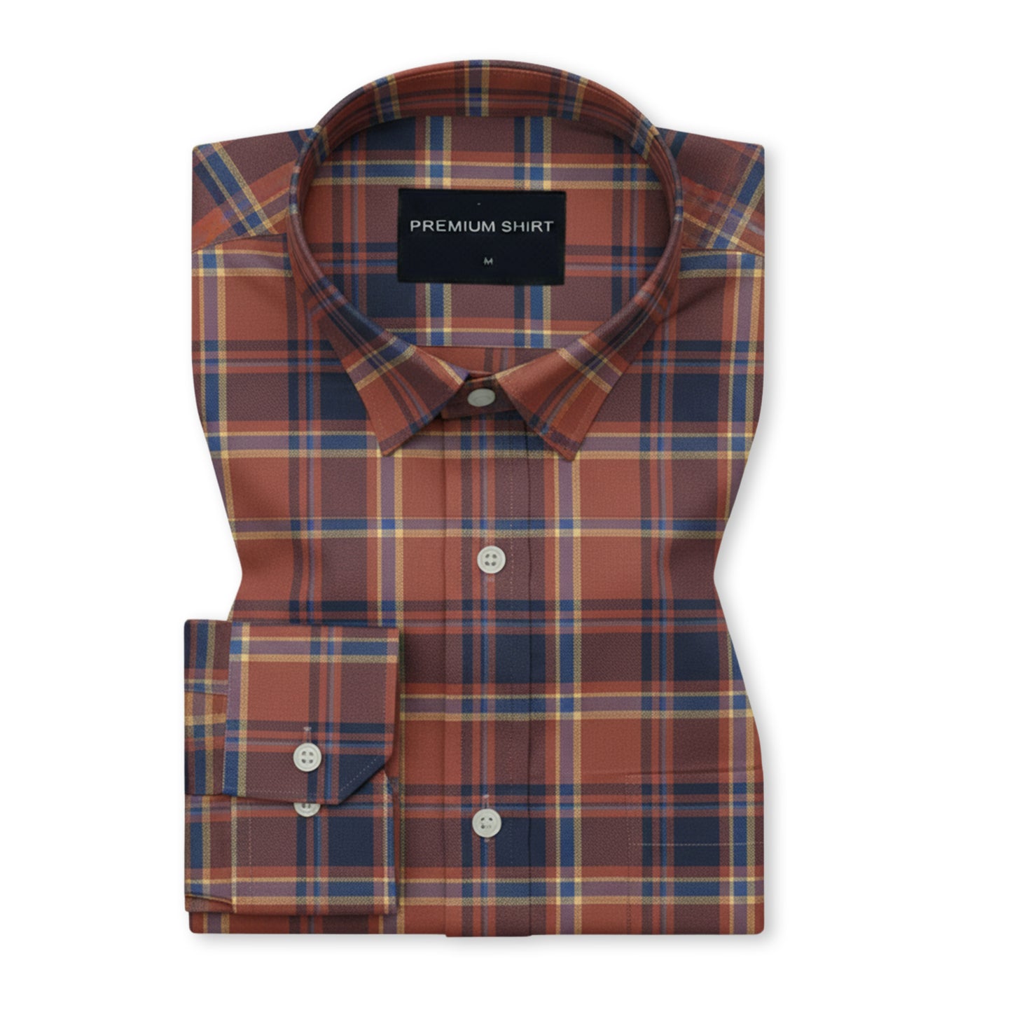 Rusty Brown Classic Check Cotton Shirt for Men