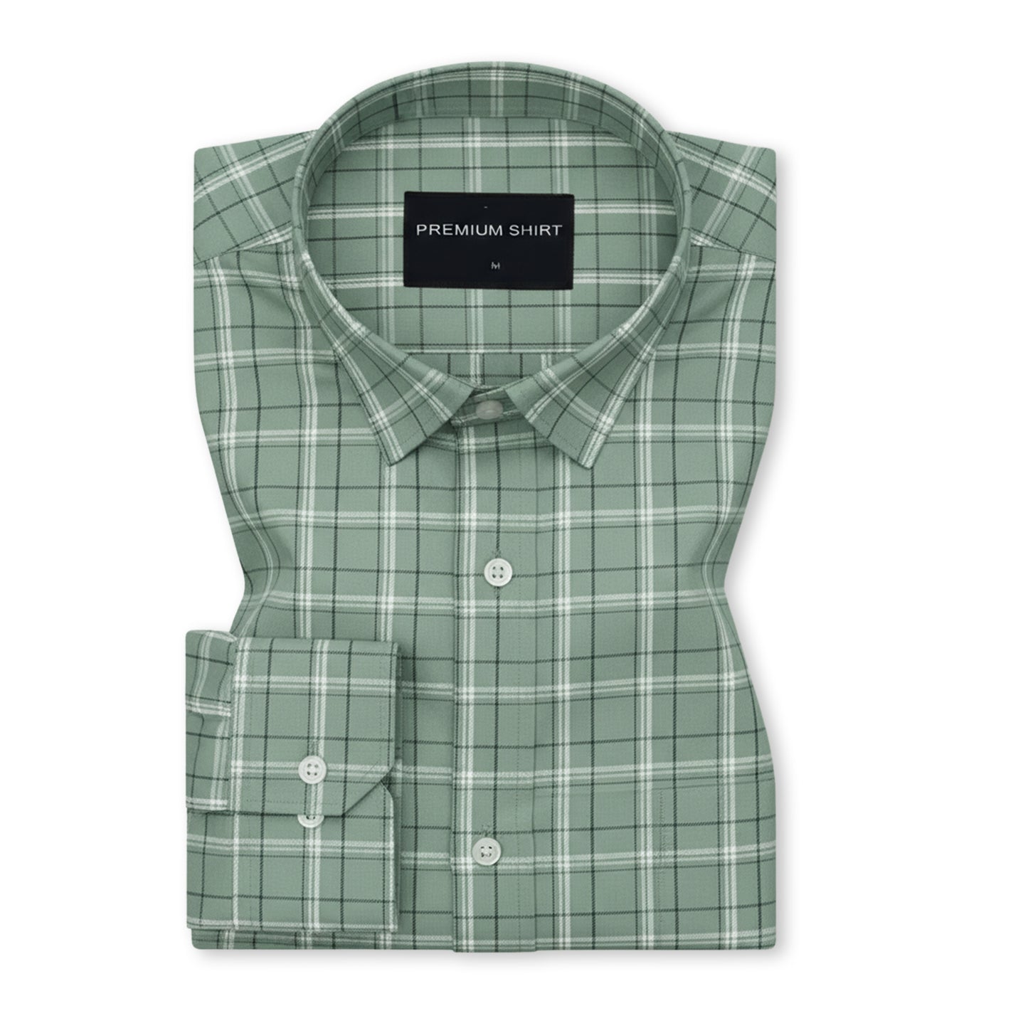 Sage Green Classic Check Cotton Blend Shirt for Men