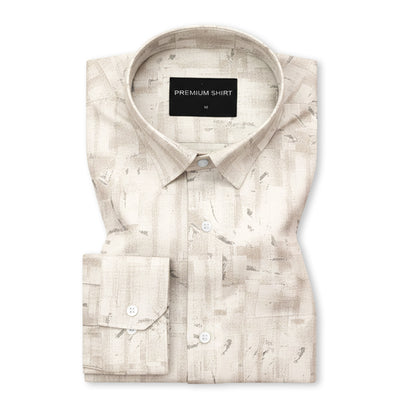 Sandstone Abstract Linen Shirt For Men
