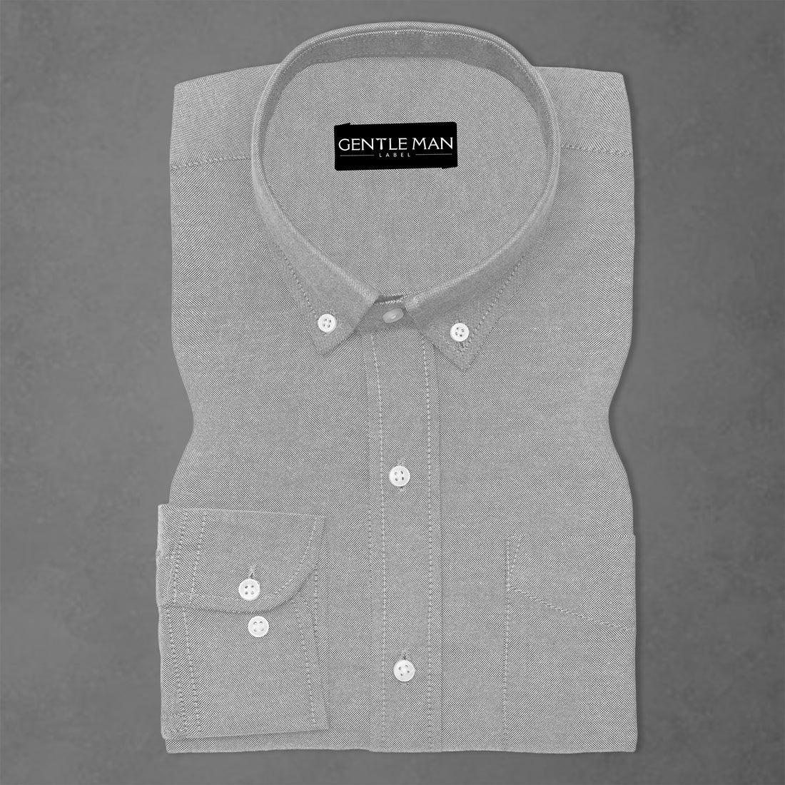 Silver Oxford Cotton Shirt For Man