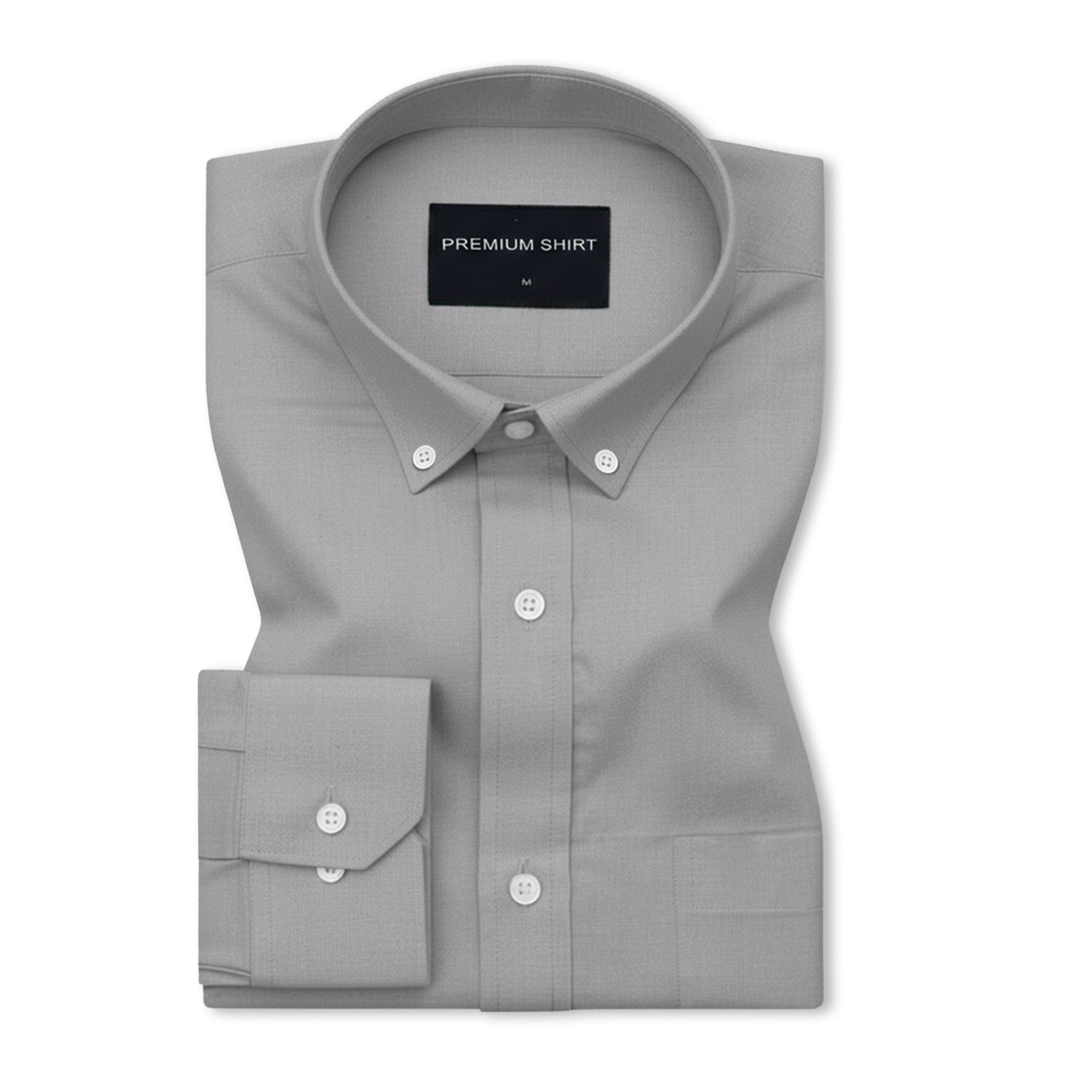 Silver Oxford Cotton Shirt For Man