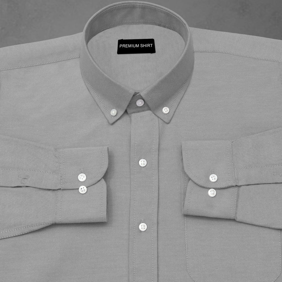 Silver Oxford Cotton Shirt For Man