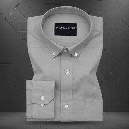 New Silver Oxford Cotton Shirt For Men