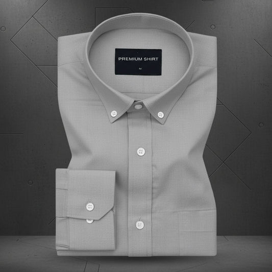 New Silver Oxford Cotton Shirt For Men