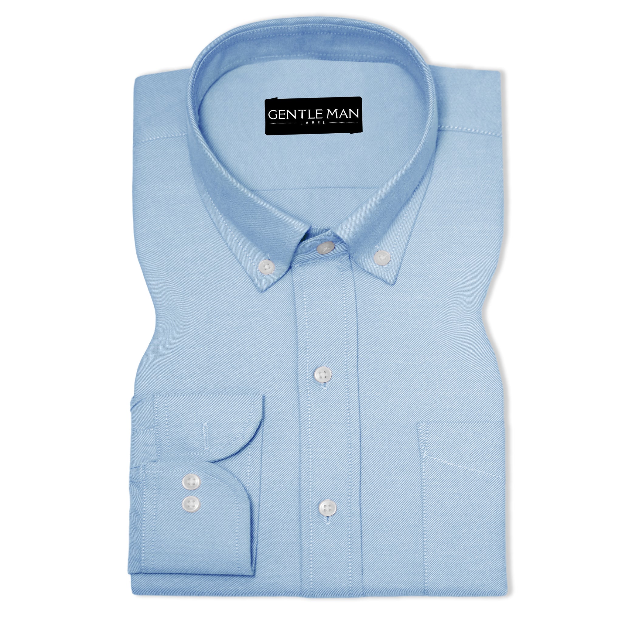 Sky Blue Oxford Cotton Shirt For Man